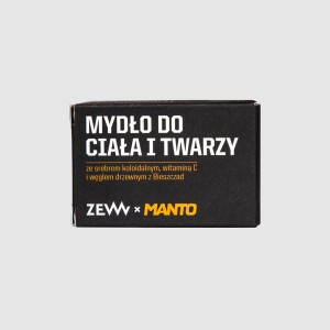 ZEW Mydło do twarzy i ciała MANTO zawierające srebro koloidalne, witamina C i węgiel drzewny z Bieszczad, 85 ml 