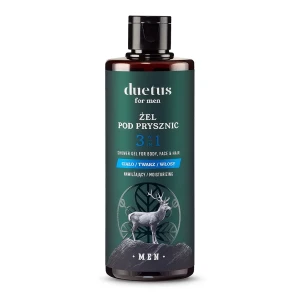 DUETUS FOR MEN Shower Gel Moistruzing, 300 ml - Żel pod prysznic 3w1 nawilżający